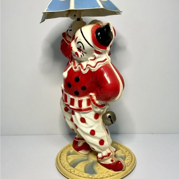 Vintage Irwin Toy Plastic Wind Up Dancing Whirling Bimbo Clown With Umbrella - Picture 3 of 11